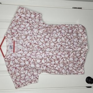 S.C.R.U.B.S Brand Scrub Top Unisex Sports Themed Baseball Print